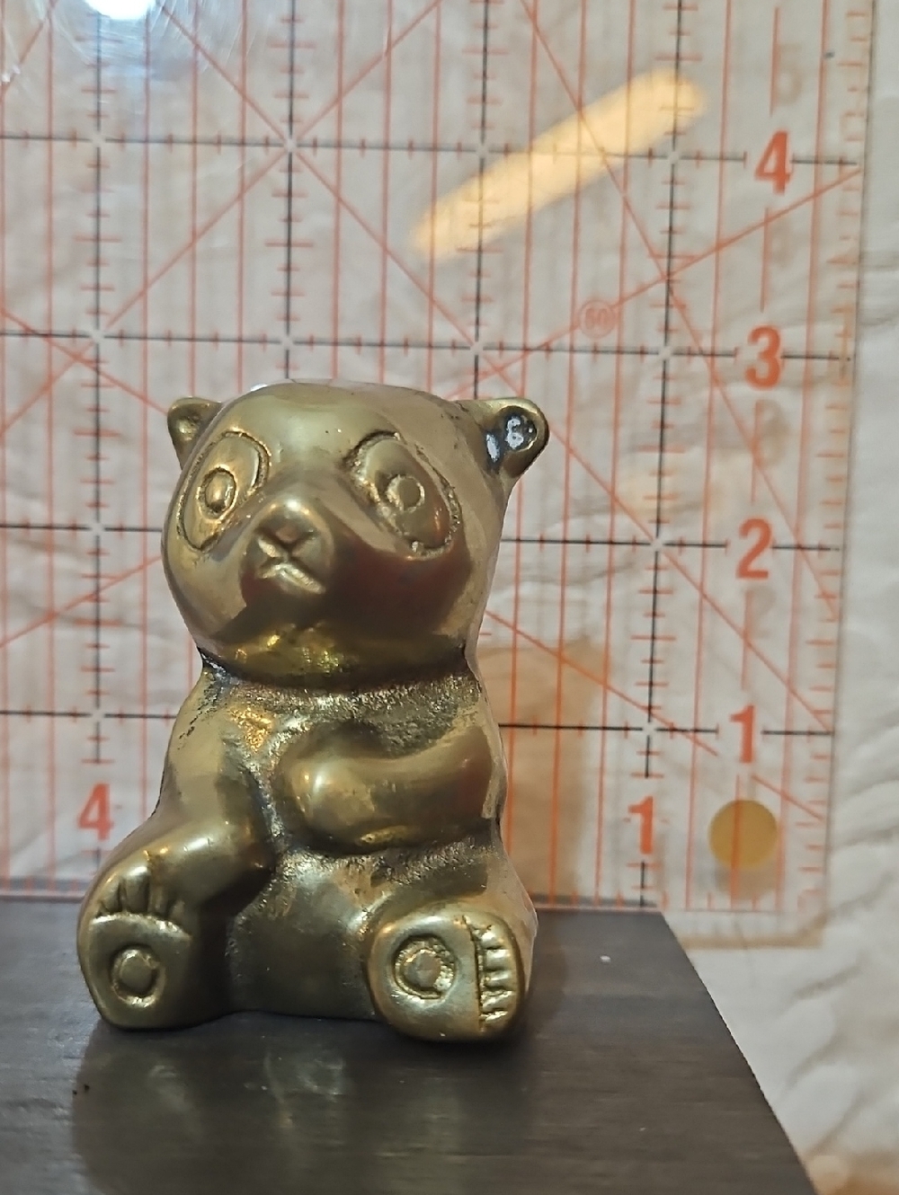 Vintage Brass Panda Figurine Decorative Accent